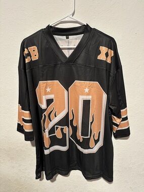 Chris Brown Black Mesh Jersey with Orange Flame Number 20